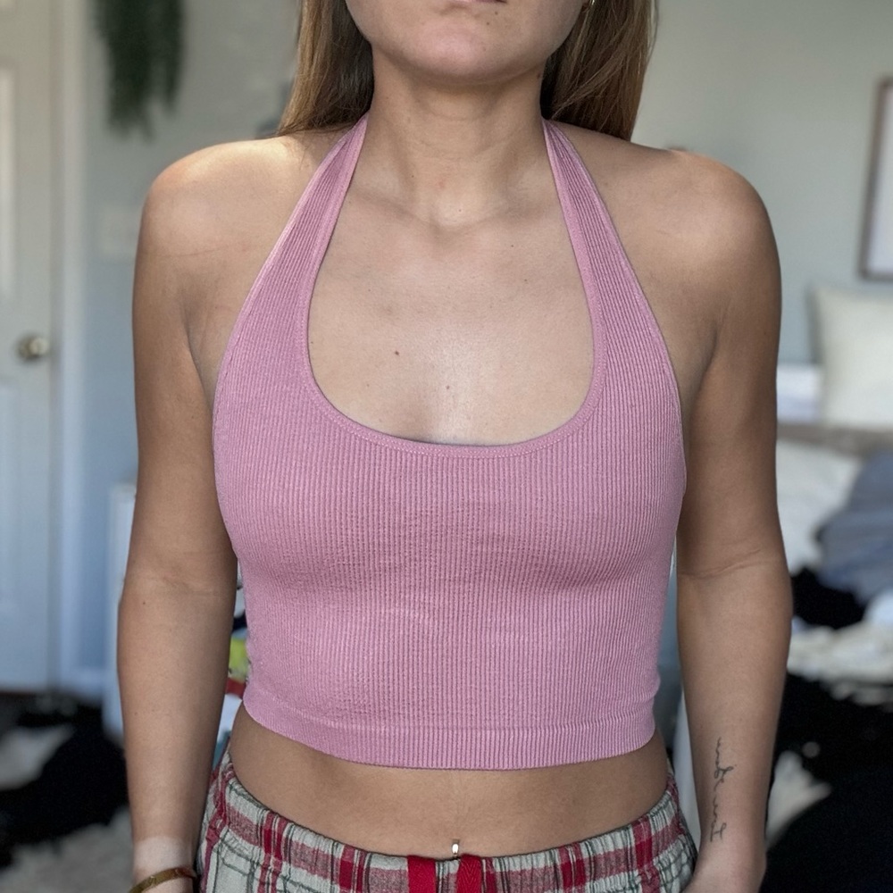 Halter pink crop top, brand new